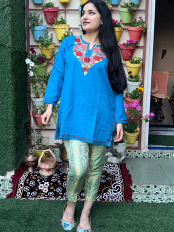 Kasmilon Wool Stiched Short Aar Work Kurti