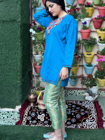 Kasmilon Wool Stiched Short Aar Work Kurti