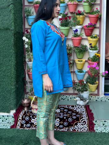 Kasmilon Wool Stiched Short Aar Work Kurti