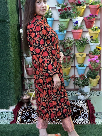 Allover Chinar Work Aari Long Coat