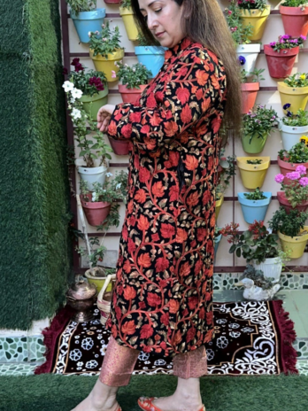 Allover Chinar Work Aari Long Coat